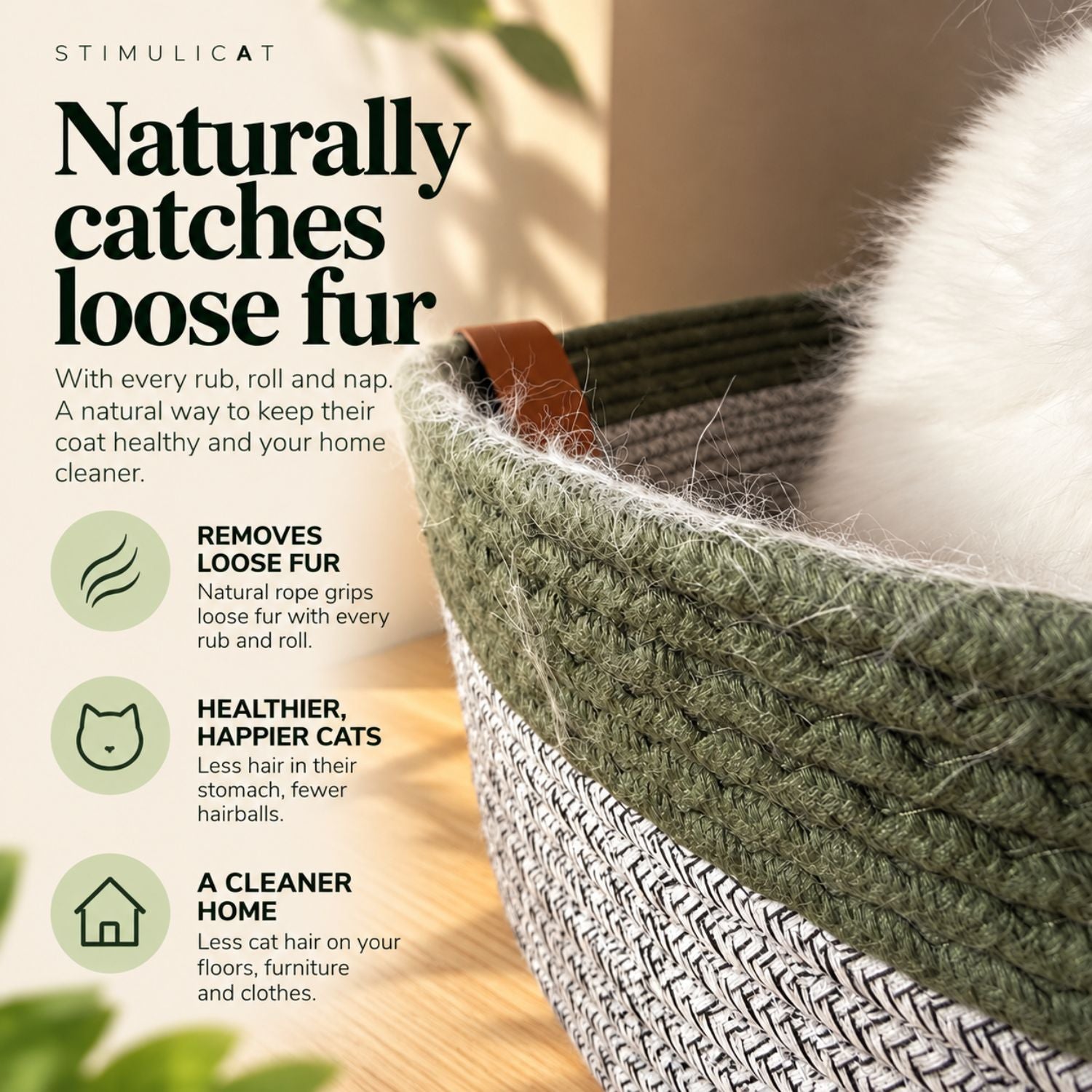 Instinct Basket™ | Meet the First Research-Backed Passive Deshedding Basket for Indoor Cats