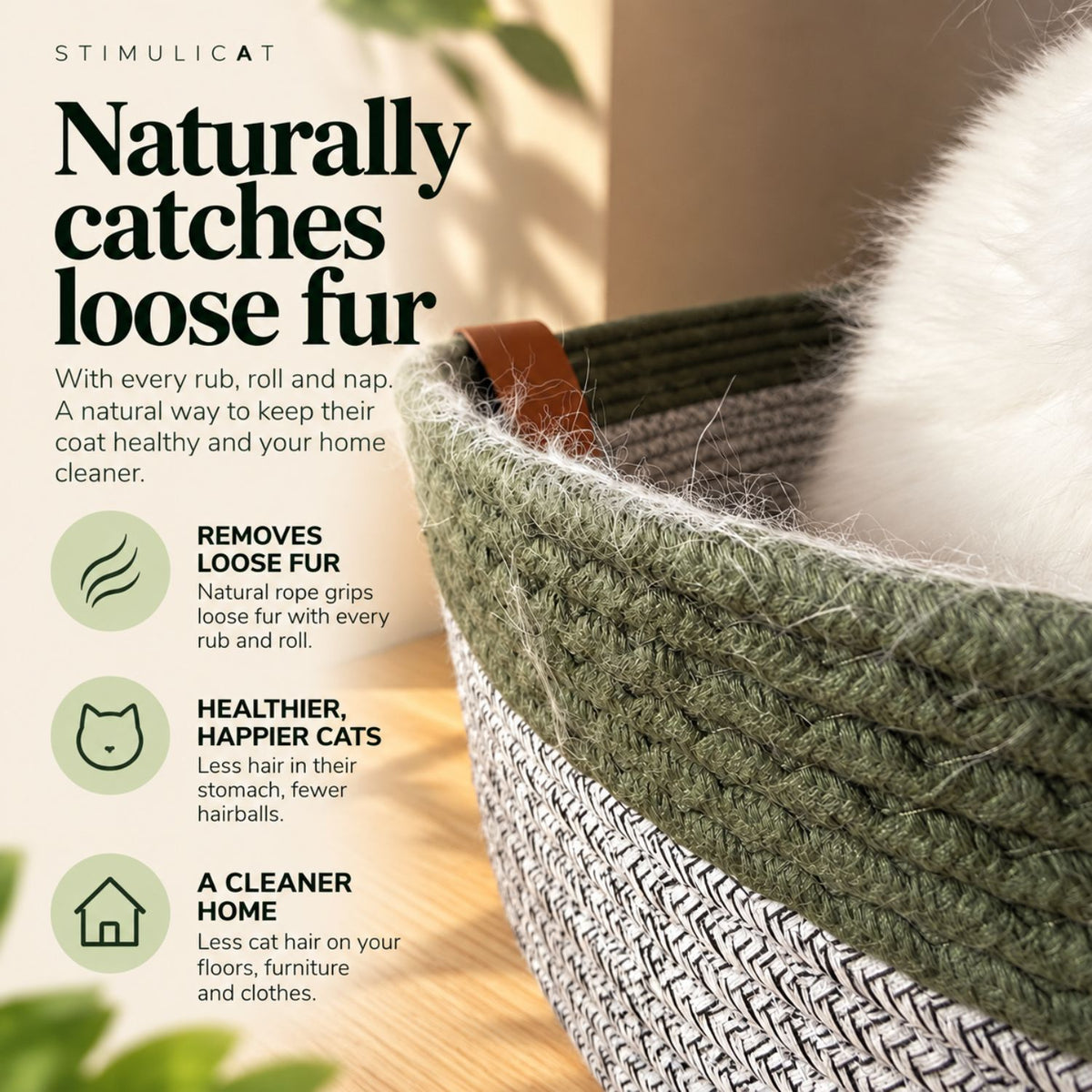 Instinct Basket™ | Meet the First Research-Backed Passive Deshedding Basket for Indoor Cats