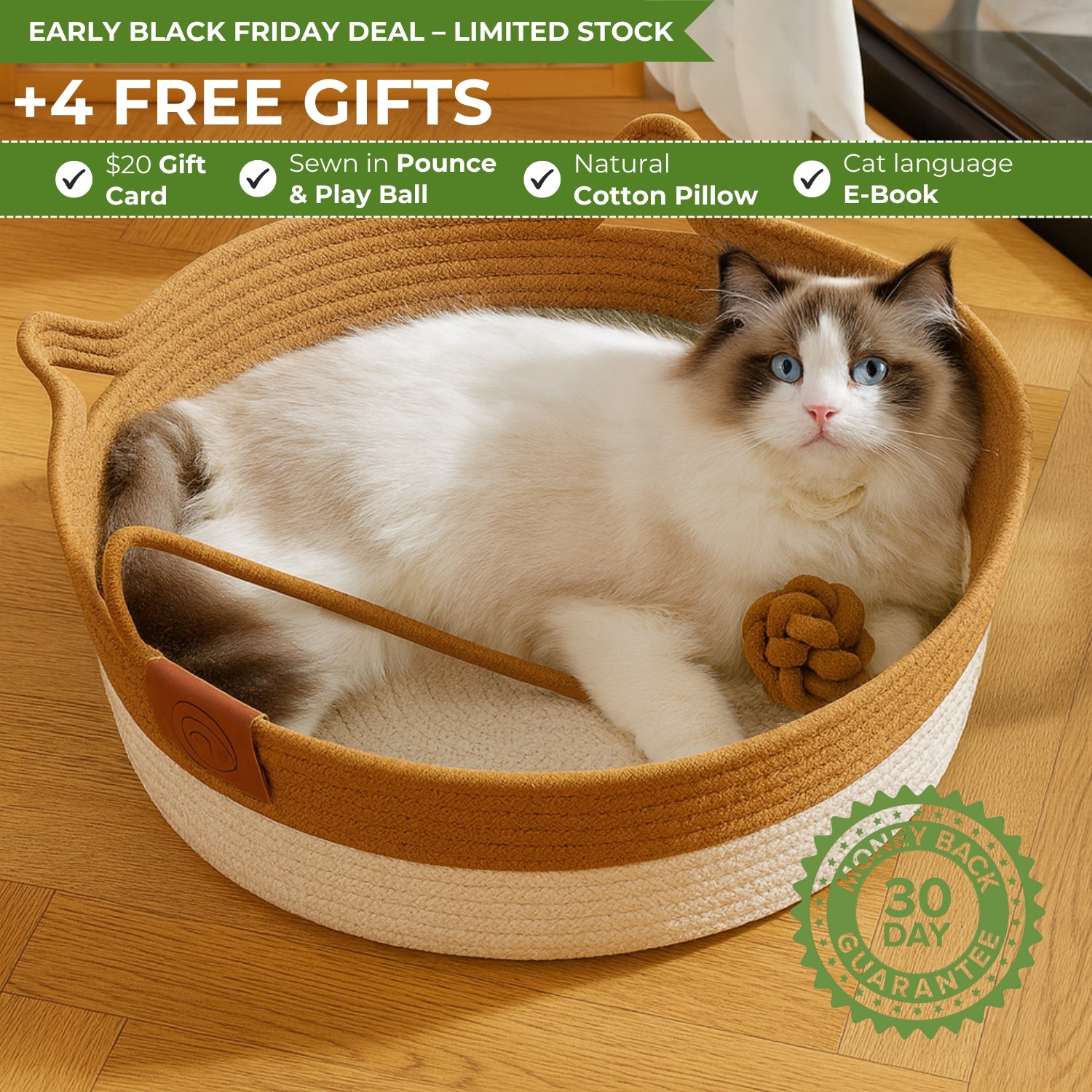 Instinct Basket | Handwoven & Chemical-Free Cat Territory