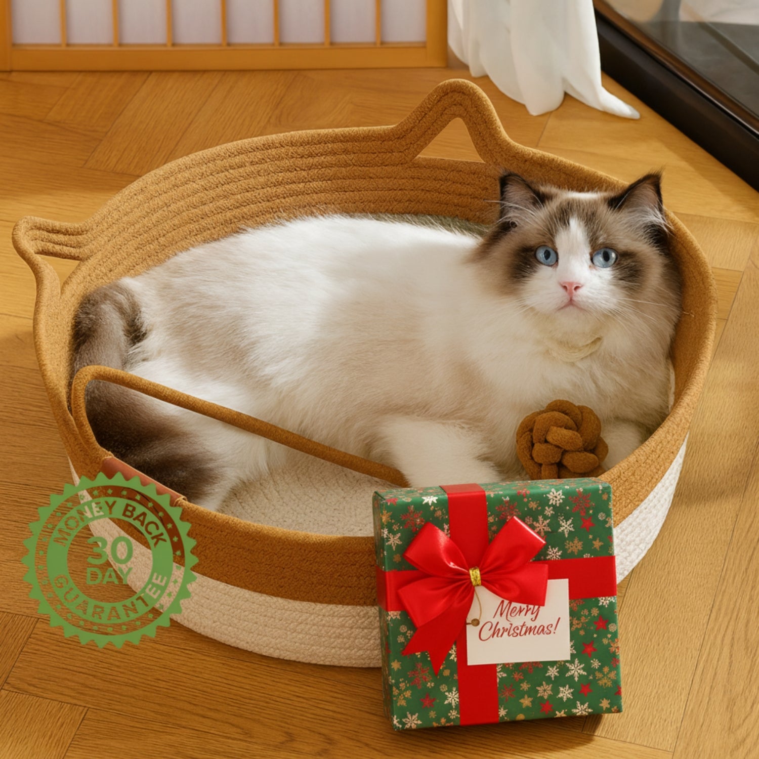 Instinct Basket | Handwoven & Chemical-Free Cat Territory + FREE Christmas Toy Box