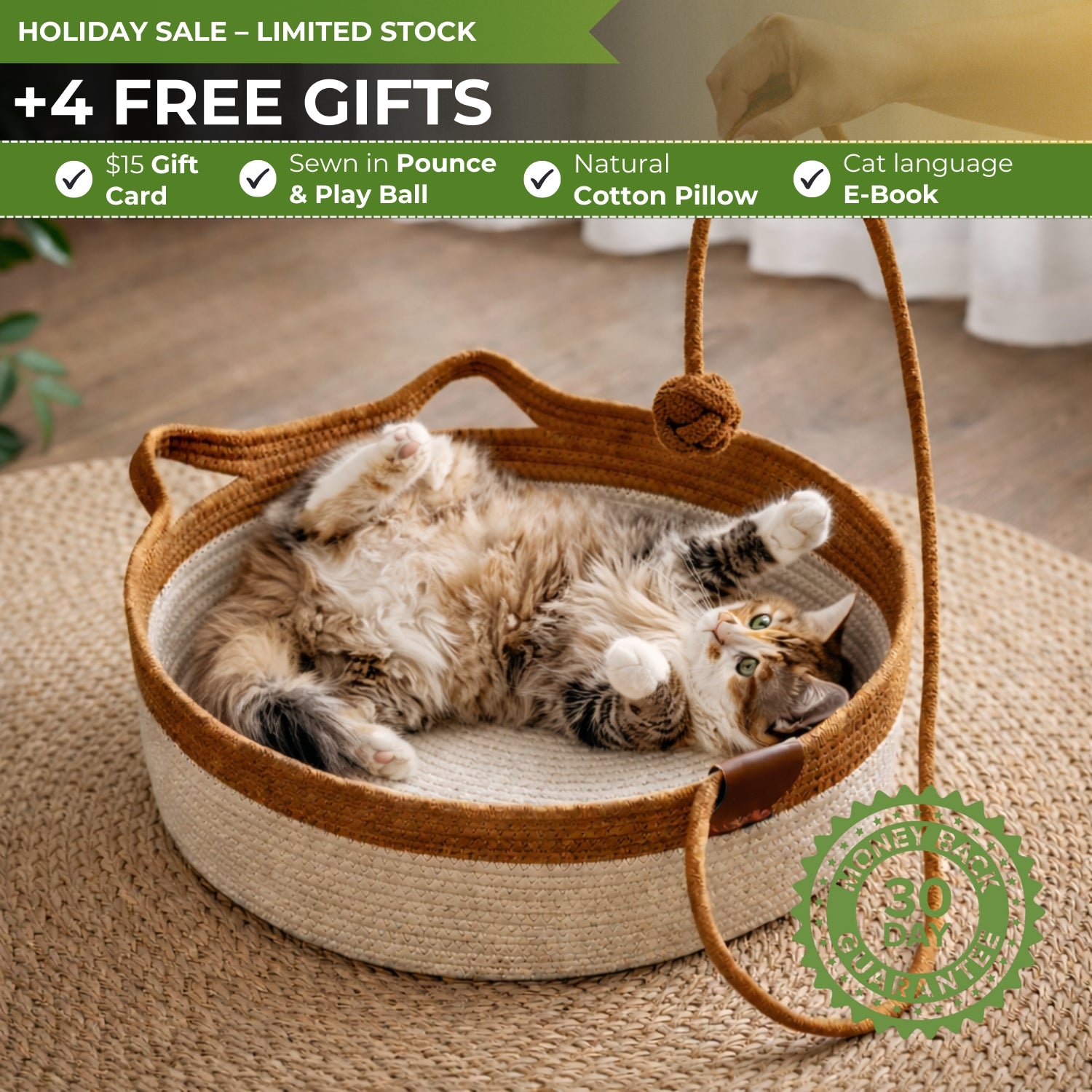 Instinct Basket | Handwoven & Chemical-Free Cat Territory