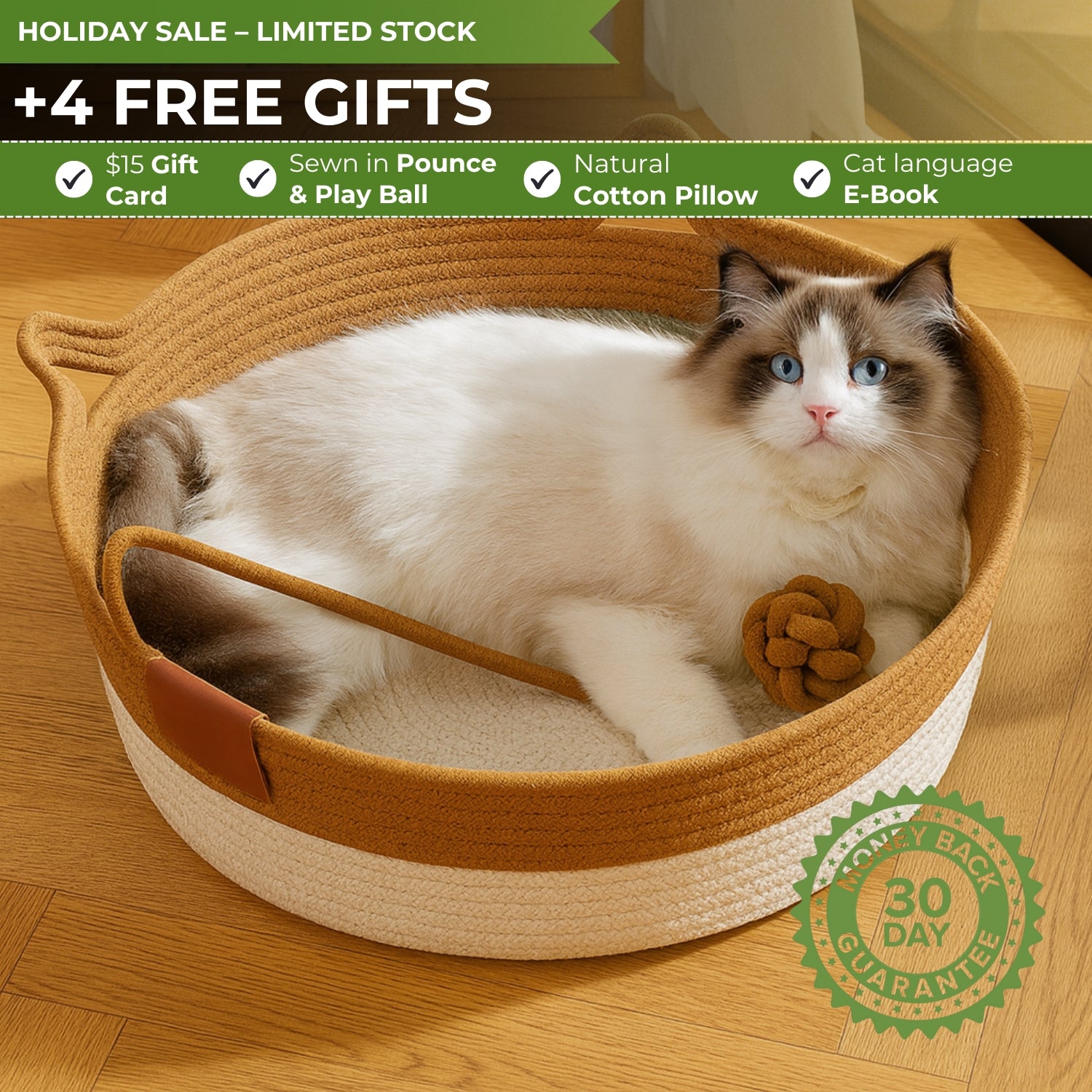 Instinct Basket | Handwoven & Chemical-Free Cat Territory (Voted 